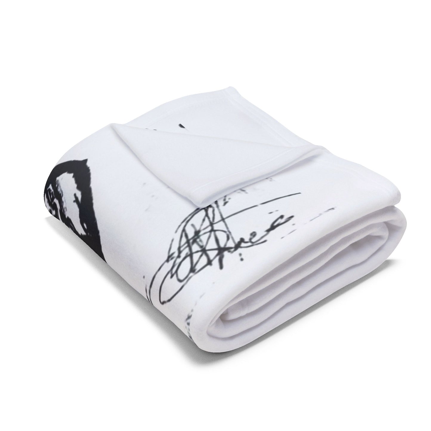 Abstract Alien Face Fleece Blanket — Monochrome Sketch Throw